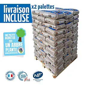Granulés bois Woodstock 2 palettes, 132 sacs de 15kg, DINplus NF - bois naturel