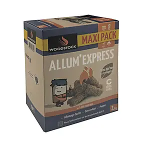 Allume-feu en rouleaux de laine de bois et cire végétale 1kg, Woodstock Allum'express
