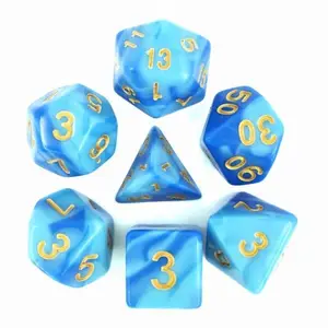 Lot de 7 dés - Fusion Bleu ciel et bleu - HD Dice