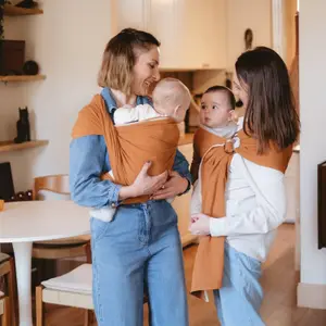 Echarpe de portage Sling tissé sans nœud Orange Sienne coton bio