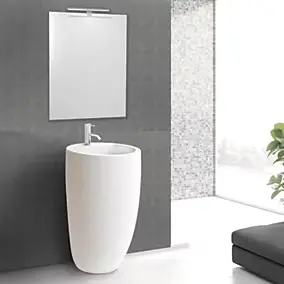 Lavabo colonne rond à poser en céramique blanc, l.52 x H.85 x P.34 cm, Homesight Icone