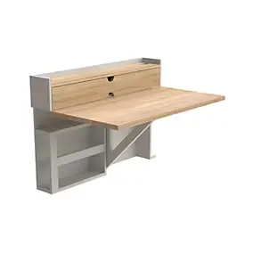 Bureau mural rabattable effet frêne l. 100 cm U-Line