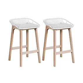Chaise en plastique blanc et pieds en bois Homesight Malmo, 2 pièces