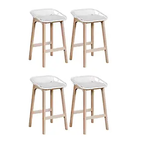 Chaise en plastique blanc et pieds en bois Homesight Malmo, 4 pièces