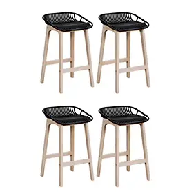 Chaise en plastique noir et pieds en bois Homesight Malmo, 4 pièces