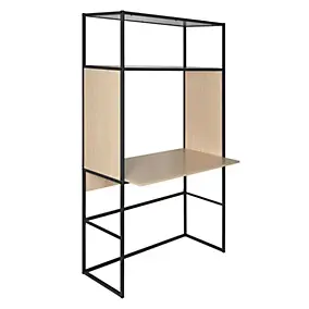 Bureau en métal noir et bois 1 étagère l. 110 cm Homesight Oslo