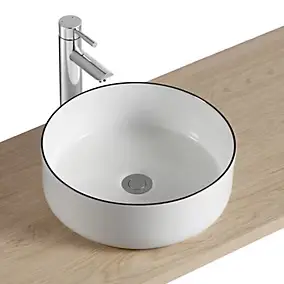 Vasque à poser ronde en céramique blanc et noir Ø37 x H.13 cm, Homesight Kala