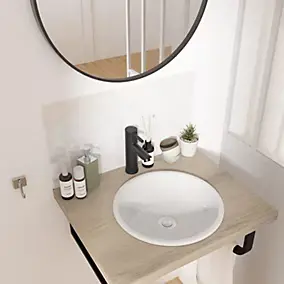 Vasque à encastrer ronde céramique blanc Ø37 x H.12 cm, Oasis