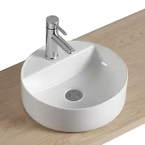 Vasque à poser ronde en céramique blanc Ø37 x H.12 cm, Homesight Kalvin