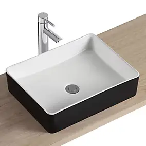Vasque à poser rectangulaire en céramique noir et blanc l.47 x H.12 x P.36 cm, Homesight Albi