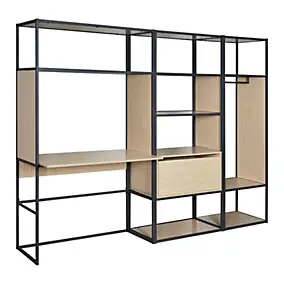 Bureau modulable en métal noir et bois l. 250 cm Homesight Oslo