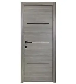 Bloc-porte Triaconta gris clair insert noir H.204 x l.83 cm, poussant droit