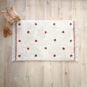 Tapis rectangulaire pois terracotta Wooly (100 x 150 cm)