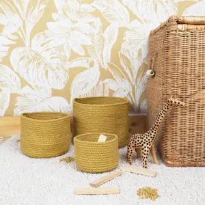 Lot de 3 paniers de rangement Ilse miel