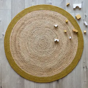 Tapis rond Yhuki en jute et laine Mangue (140 cm)