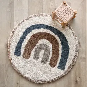 Tapis rond Bohemian rainbow Arc-en-ciel bleu (120 cm)