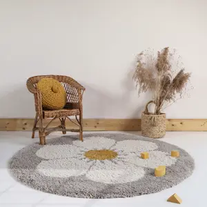 Tapis rond Bohemian daisy beige