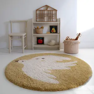 Tapis rond Bohemian Bird Miel (120 cm)