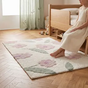 Tapis rectangulaire Sunny Flowers Rose (100 x 150 cm)