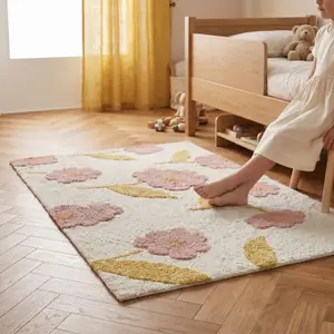 Tapis rectangulaire Sunny Flowers Pêche (100 x 150 cm)