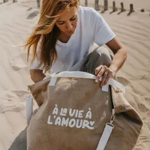 Sac cabas XL velours A la vie à l'amour