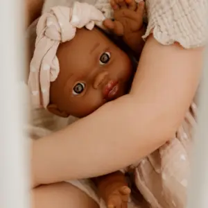 Tenue pour poupée robe Beige Petits Cœurs