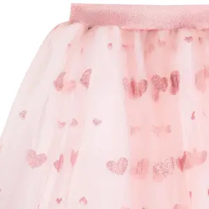 Jupon long Cœurs paillettes Rose (4-8 ans)