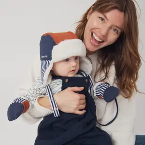 Moufles Bleues Tricolores et Rayées enfant (6-12 mois)