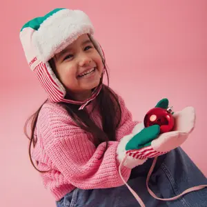 Chapka Tricolore Coton Let's Dance Vert Rose et Rayures Rouges (3-6 ans)