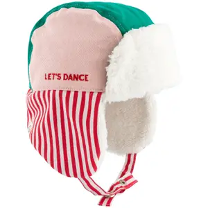 Chapka Tricolore Coton Let's Dance Vert Rose et Rayures Rouges (3-9 mois)