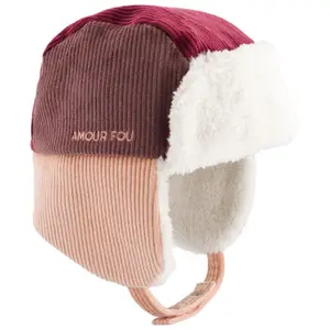 Chapka Tricolore Velours Amour Fou Bordeaux Mauve et Rose (3-9 mois)