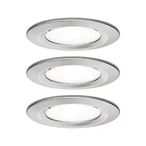 3 spots encastrables Nova GU10 4000K IP44 3x470lm Ø6,8cm acier brossé Paulmann
