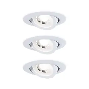 3 spots encastrables Paulmann LED intégrée 3000K IP20 3x580lm rond orientable blanc dépoli Paulmann
