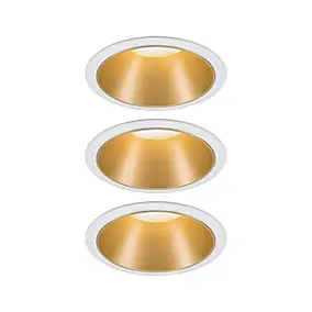 3 spots encastrables Cole LED intégrée blanc chaud IP44 3x470lm Ø8cm doré finition blanche Paulmann
