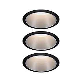 3 spots encastrables Cole LED intégrée blanc chaud IP44 3x470lm Ø8cm argent finition noire Paulmann