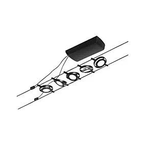 Kit de spots sur câble 5 lumières orientables 22,5 W noir effet brossé Paulmann Corduo