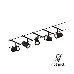 Kit cable wire LED système cup IP20 5x10W GU5,3 L.100 x l.10 x H.12,4 cm Paulmann noir dépoli