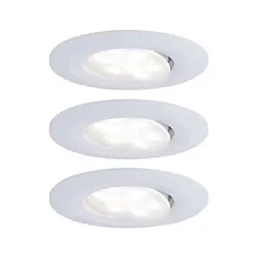 3 spots encastrables Calla LED intégrée 4000K IP65 3x680lm rond orientable blanc dépoli Paulmann