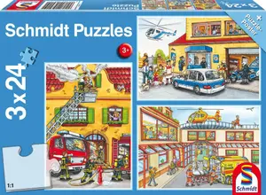 Puzzle 3x24 pièces - Pompiers et Police