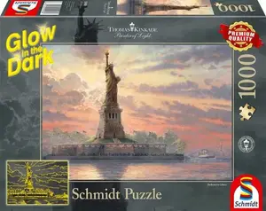 Puzzle 1000 pièces Glow in the Dark - Kinkade : La Statue de la Liberté au Crépuscule