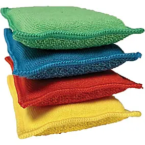 Lot 4 éponges en microfibre recyclée double-face Virtu'O Clean Liseré Vert - jaune, bleu, vert, rouge L.16 x l.10 cm