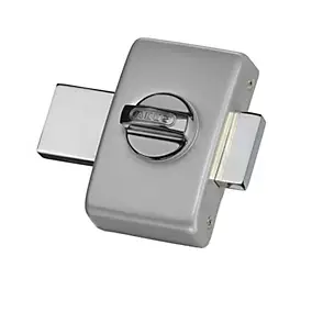 Verrou à bouton avec cylindre 40 mm satin chromé