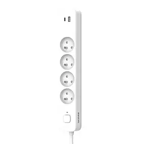 Multiprise avec interrupteur 4 prises 2 pôles + terre + USBC Quarx blanc 1.5 m