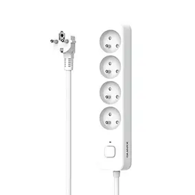 Multiprise 4 prises avec interrupteur blanc gris 2 m