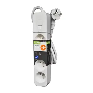 Bloc multiprise avec interrupteur blanc/gris clair - 4 prises - 2 m