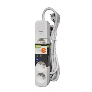 Bloc multiprise avec interrupteur blanc/gris clair - 4 prises - 4 m