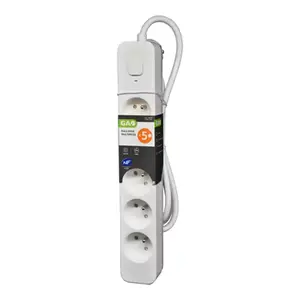 Bloc multiprise avec interrupteur blanc/gris clair - 5 prises - 2 m