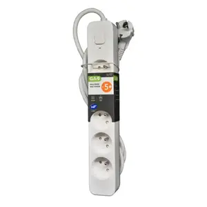 Bloc multiprise avec interrupteur blanc/gris clair - 5 prises - 4 m