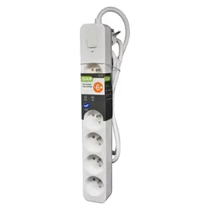 Bloc multiprise avec interrupteur blanc/gris clair - 6 prises - 2 m