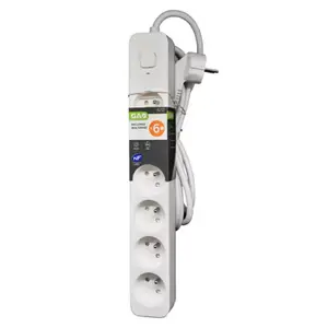 Bloc multiprise avec interrupteur blanc/gris clair - 6 prises - 4 m